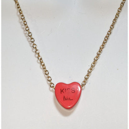 Conversation Heart Necklace Candy Heart Gold Chain Cute Valentine's Jewelry