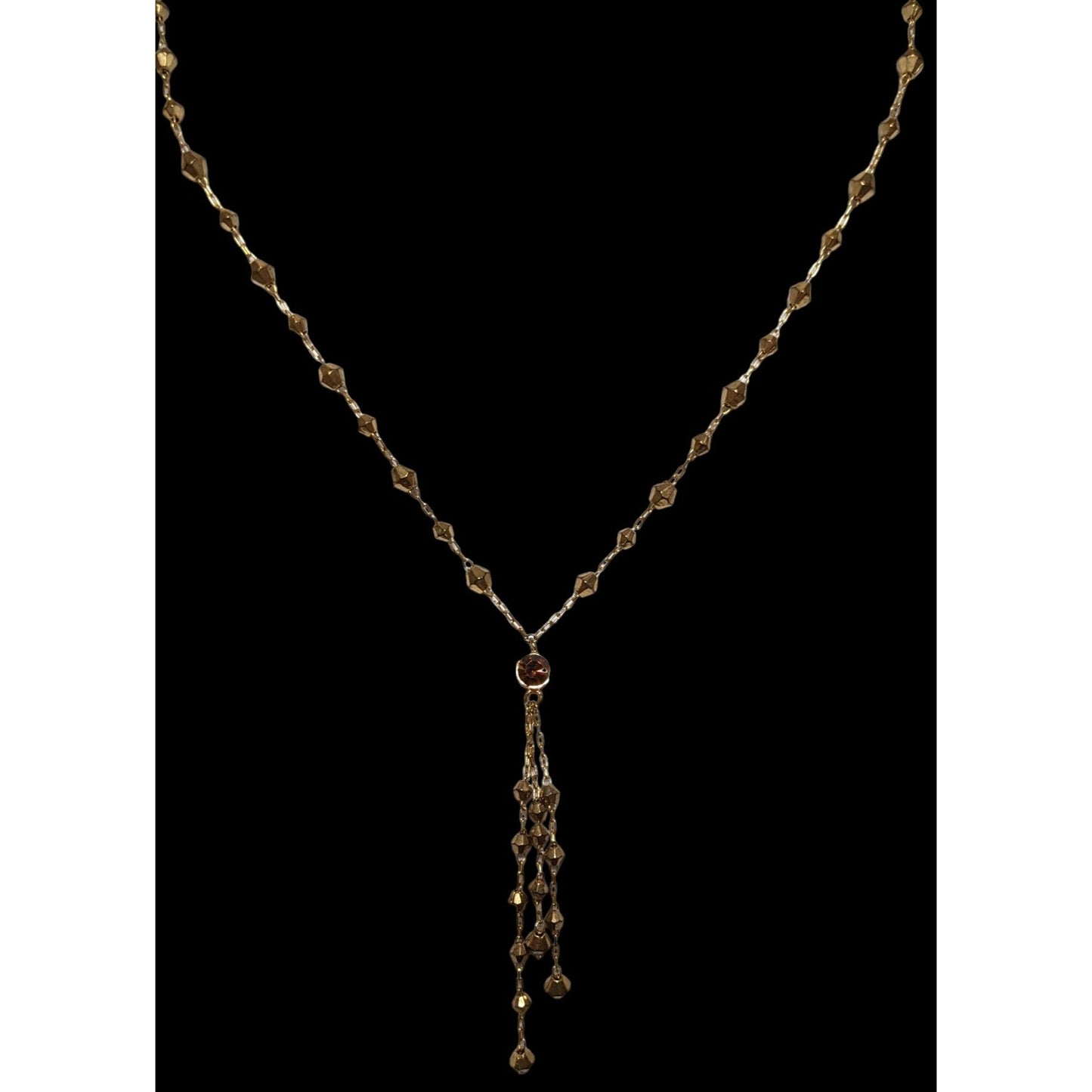 Y2K Icing Gold Beaded Tassel Necklace