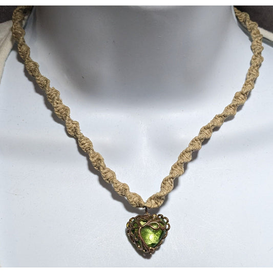 Retro Encased Glass Heart Necklace