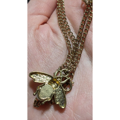 Gold Pearl Bee Necklace