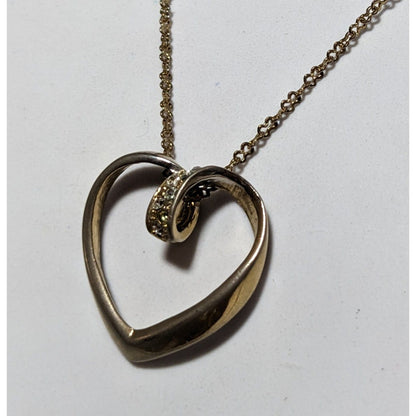 Open Heart-Shaped Rhinestone Pendant Necklace