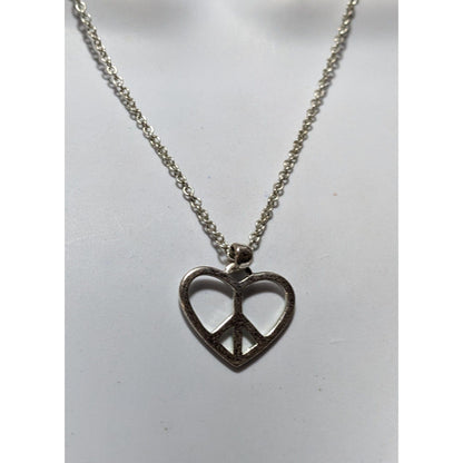 Silver Peace Heart Necklace