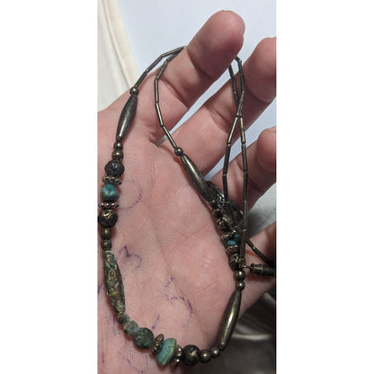 Silver Turquoise Beaded Necklace