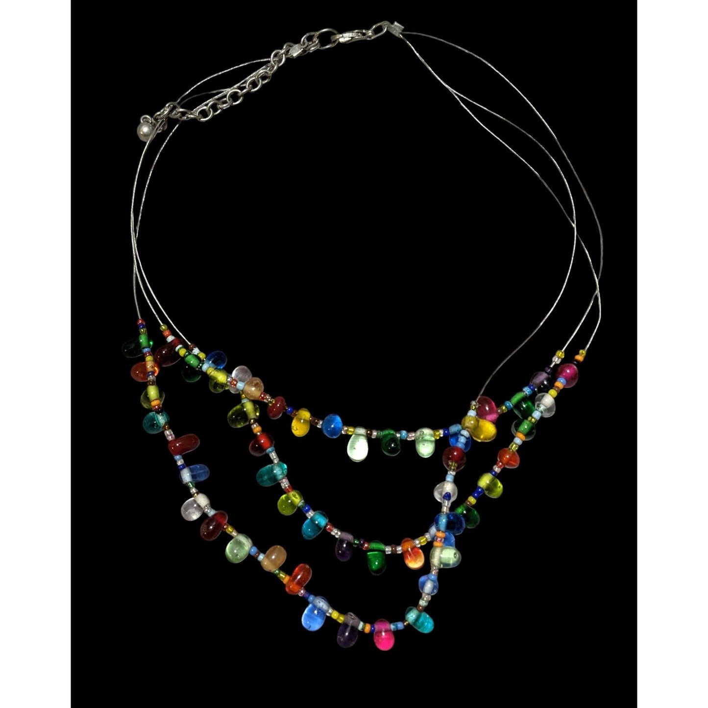 Candycore Multilayer Rainbow Glass Drop Necklace