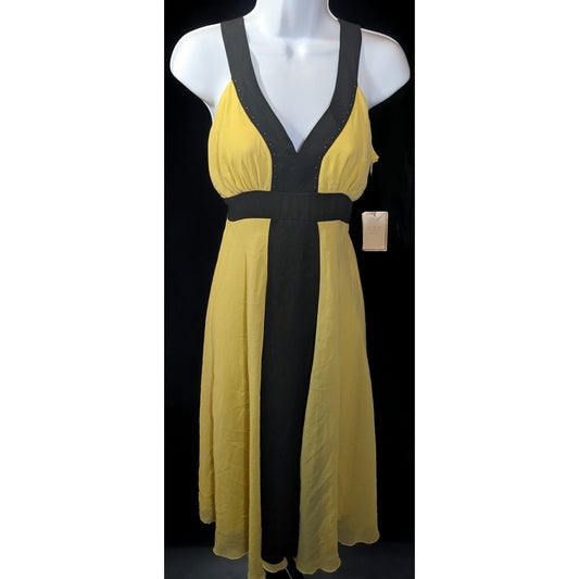 Jonathan Martin Yellow And Black Chiffon Dress
