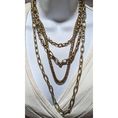 80's Gold Glam Heavy Multilayer Necklace