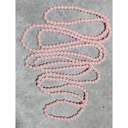 Long Pink Faux Pearl Necklace