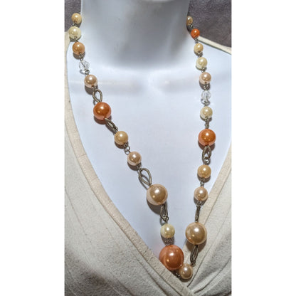 Orange Cream Vintage Pearl Beaded Necklace