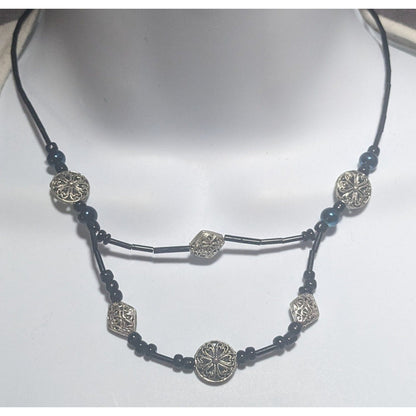 Black And Silver Beaded Necklace