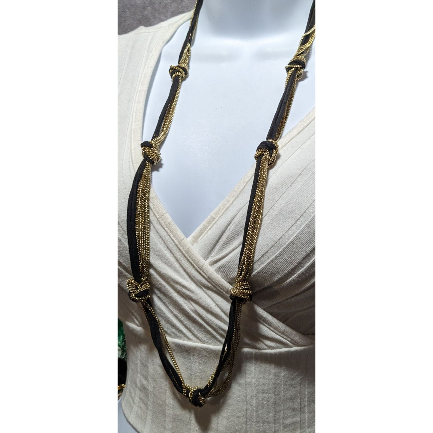 Black And Gold Knotted Chain Necklace