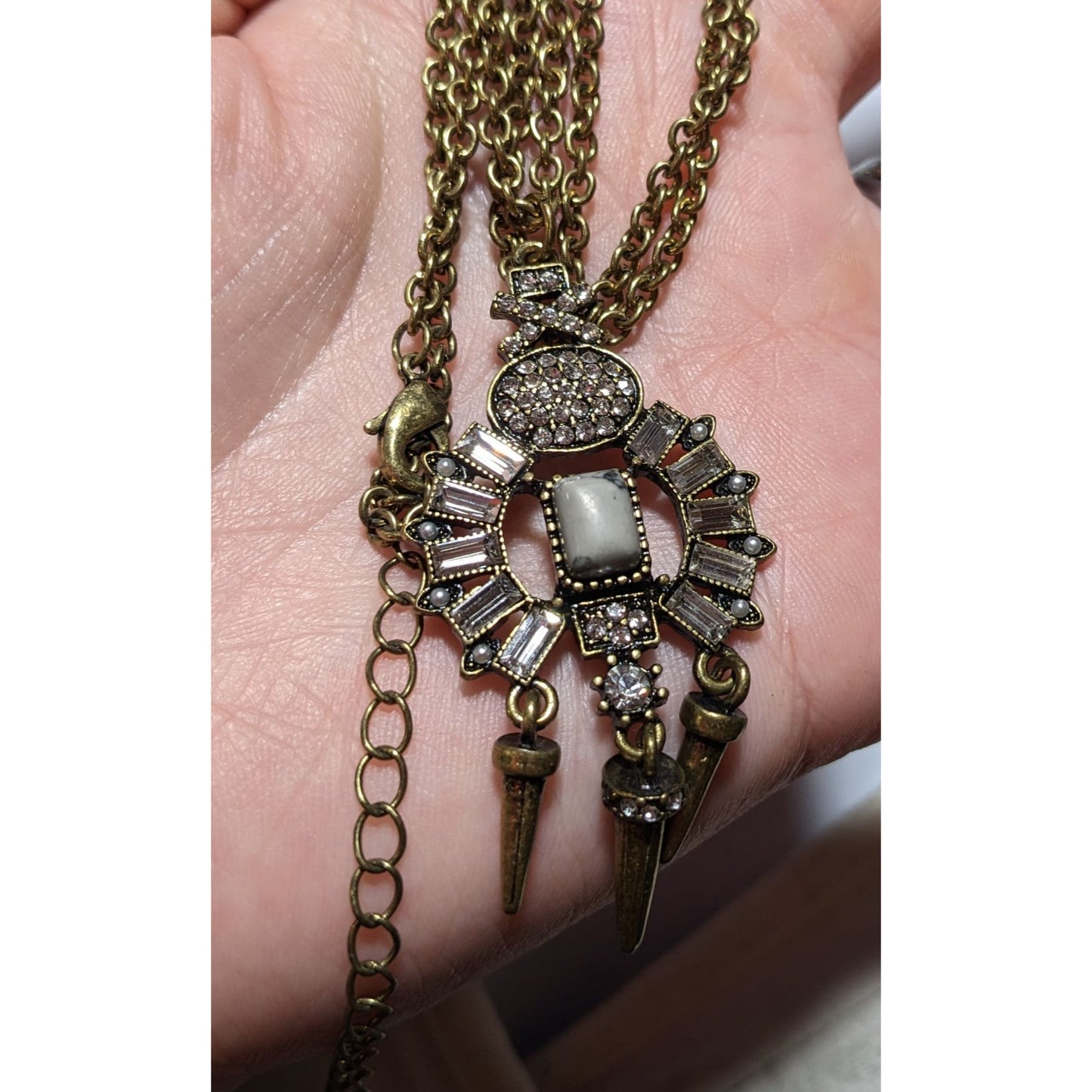 Chandelier Spike Gemmed Pendant Necklace