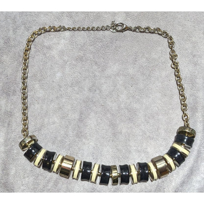 Talbots Round Metal And Enamel Link Necklace