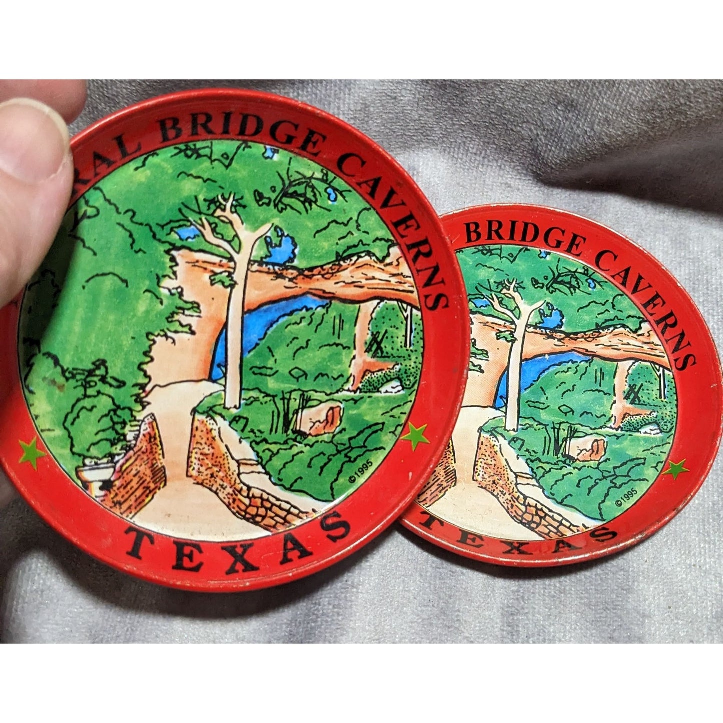 Vintage Natural Bridge Caverns Texas Souvenir Mini Plates/Coasters (2)