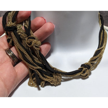 Black And Gold Knotted Chain Necklace