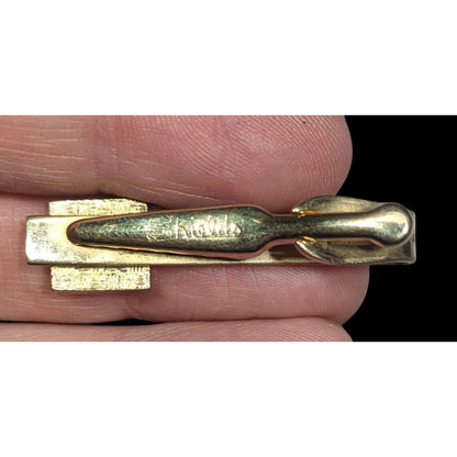 Vintage Shields Gold Tone Black Horse Motif Tie Clip