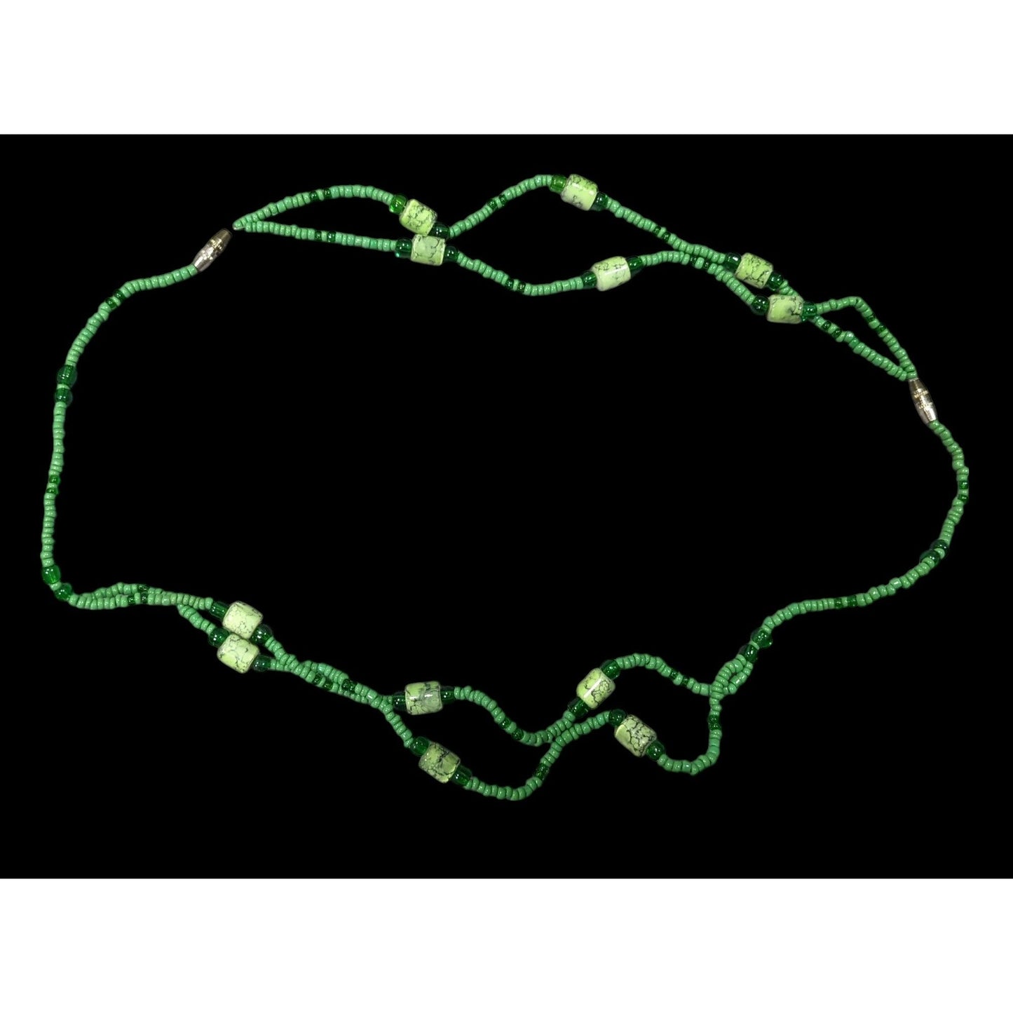 Abstract Green Glass And Stone Versatile Necklace