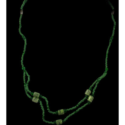 Abstract Green Glass And Stone Versatile Necklace