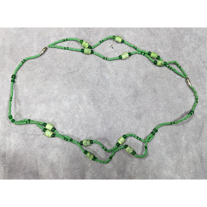 Abstract Green Glass And Stone Versatile Necklace