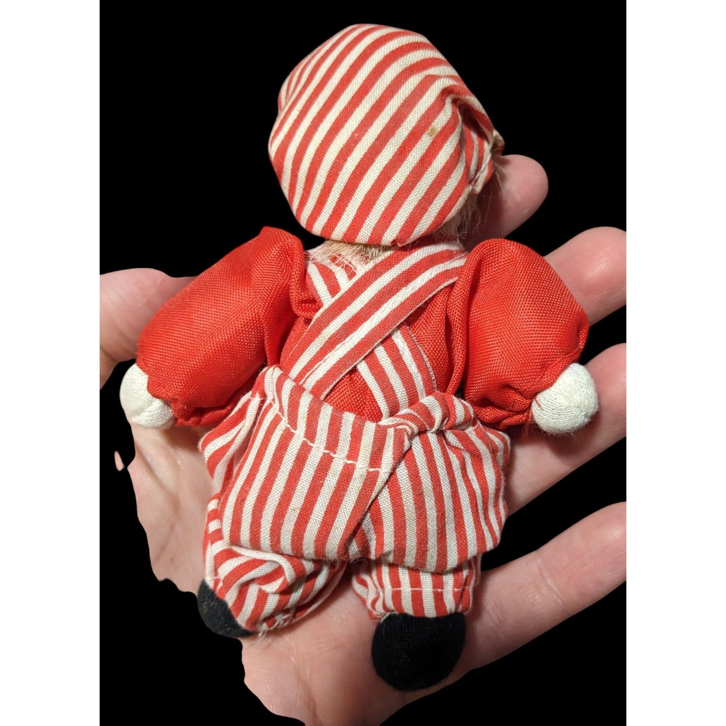 Vintage Red And White Striped Porcelain Striped Doll