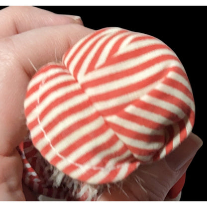 Vintage Red And White Striped Porcelain Striped Doll