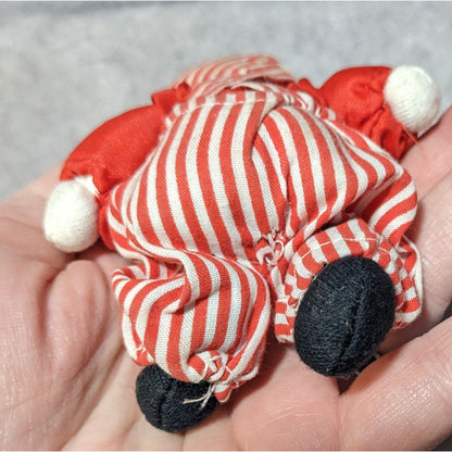 Vintage Red And White Striped Porcelain Striped Doll