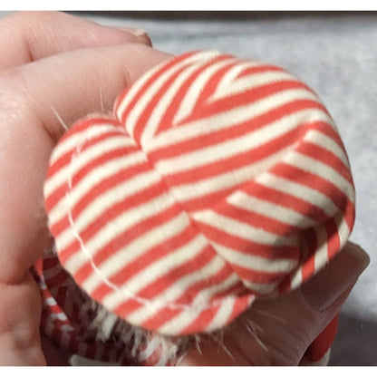 Vintage Red And White Striped Porcelain Striped Doll