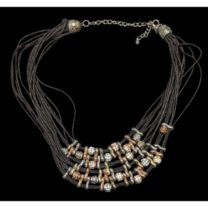 Rustic Glam Multi-Metallic Layered Multistrand Bib Necklace