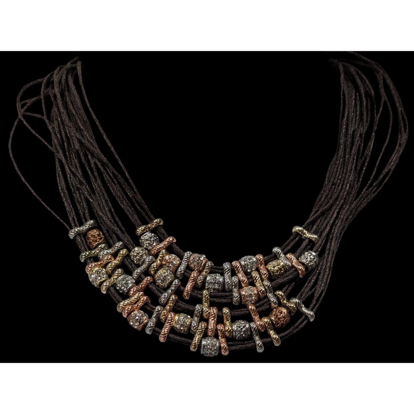 Rustic Glam Multi-Metallic Layered Multistrand Bib Necklace