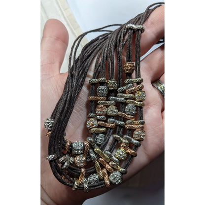 Rustic Glam Multi-Metallic Layered Multistrand Bib Necklace