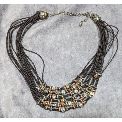 Rustic Glam Multi-Metallic Layered Multistrand Bib Necklace