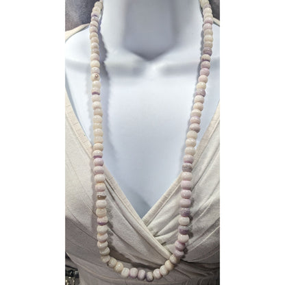 Casual Agate Beaded Necklace White With Purple Banding