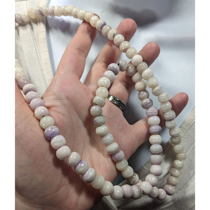 Casual Agate Beaded Necklace White With Purple Banding