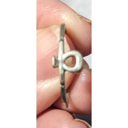 Minimalist Ankh Silver Tone Ring Size 6 3/4