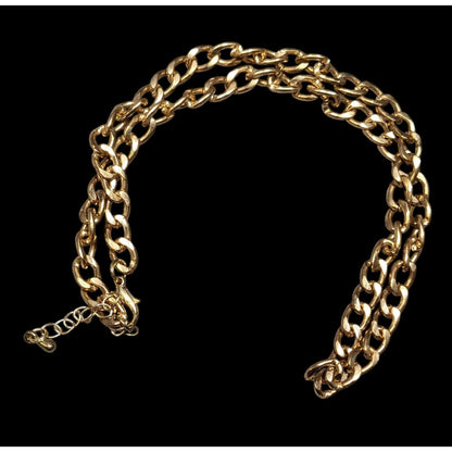 Classic Casual Gold Tone Curb Chain Necklace