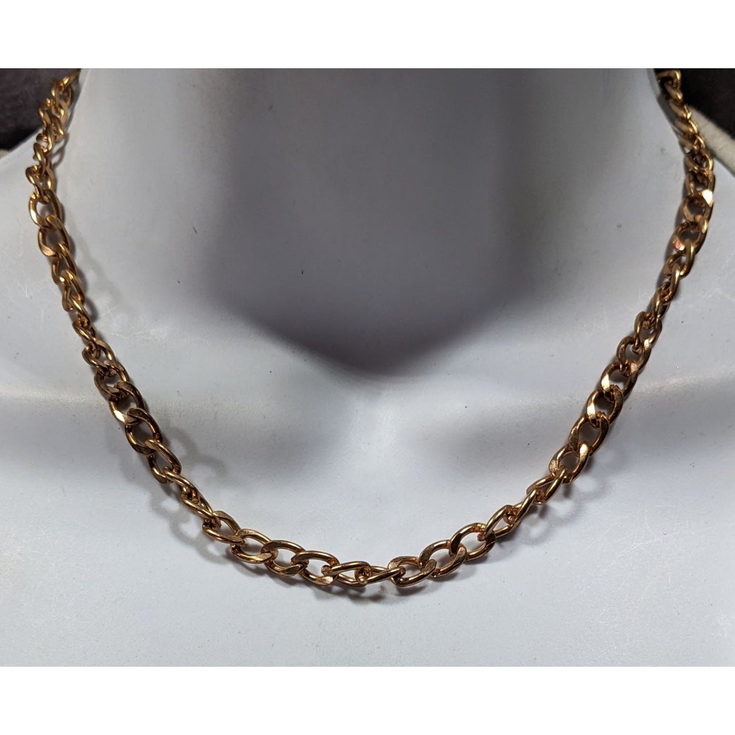 Classic Casual Gold Tone Curb Chain Necklace