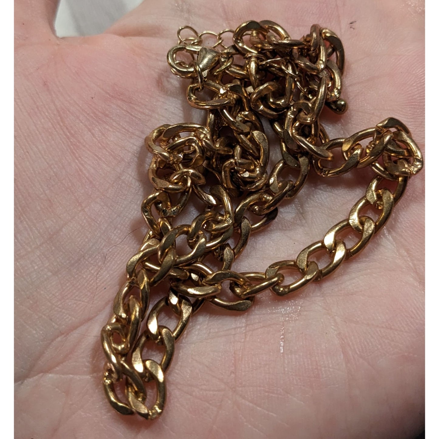 Classic Casual Gold Tone Curb Chain Necklace