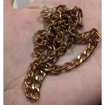 Classic Casual Gold Tone Curb Chain Necklace