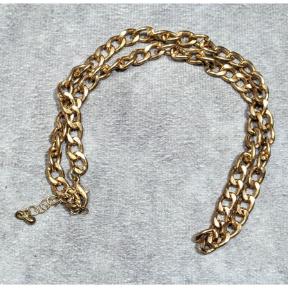 Classic Casual Gold Tone Curb Chain Necklace