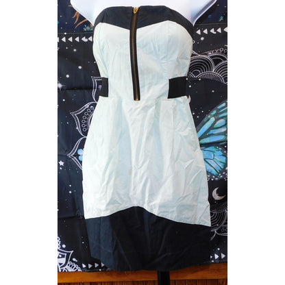 Juliana Jabour Mint And Black Strapless Mini Dress