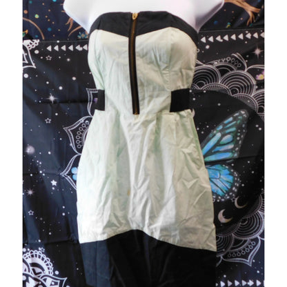 Juliana Jabour Mint And Black Strapless Mini Dress
