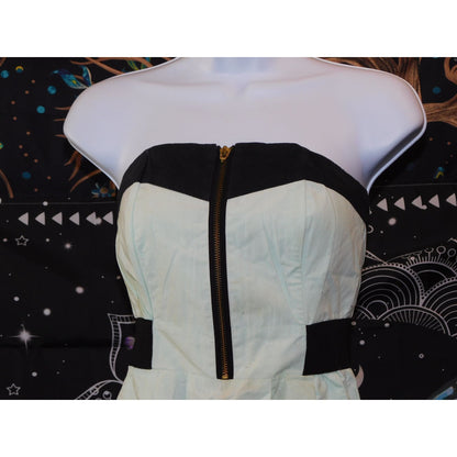 Juliana Jabour Mint And Black Strapless Mini Dress