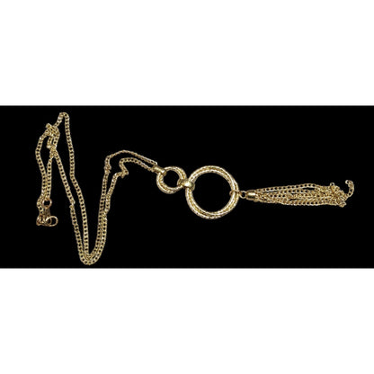 Elegant Double Ring Tassel Gold Tone Pendant Necklace