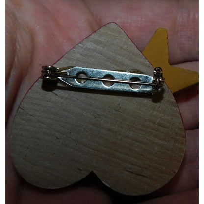 Vintage Handmade Pouting Santa Painted Brooch