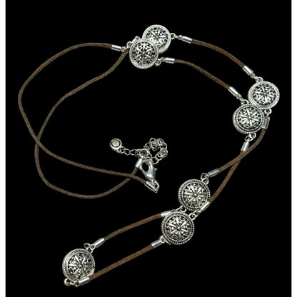 1946 collection Brown And Silver Tone Medallion Station Necklace