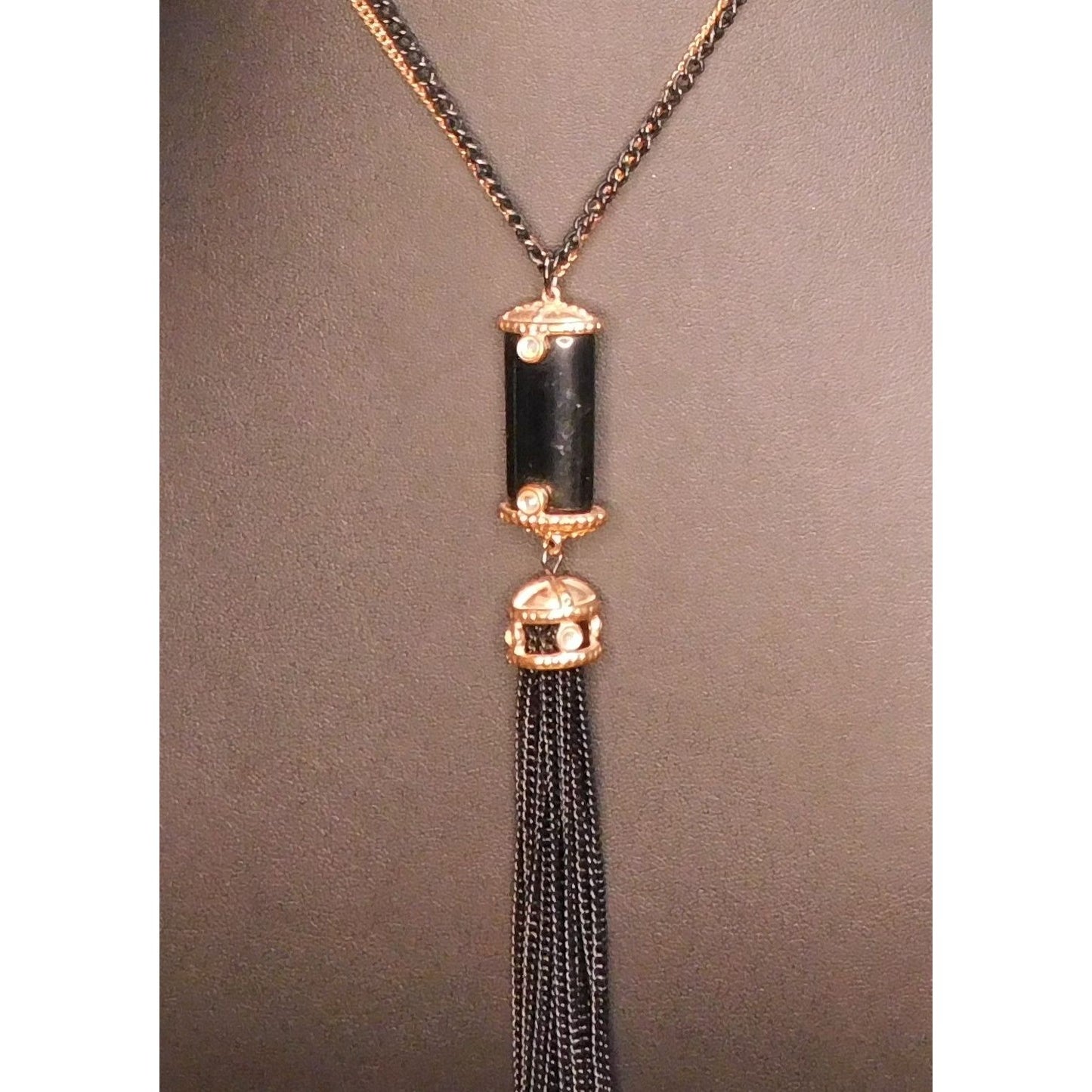 Simply Vera Black Bohemian Tassel Necklace