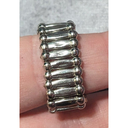 Brutalist Silver Tone Stretch Ring Size 7