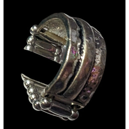 Brutalist Silver Tone Stretch Ring Size 7