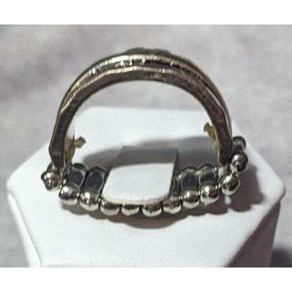 Brutalist Silver Tone Stretch Ring Size 7