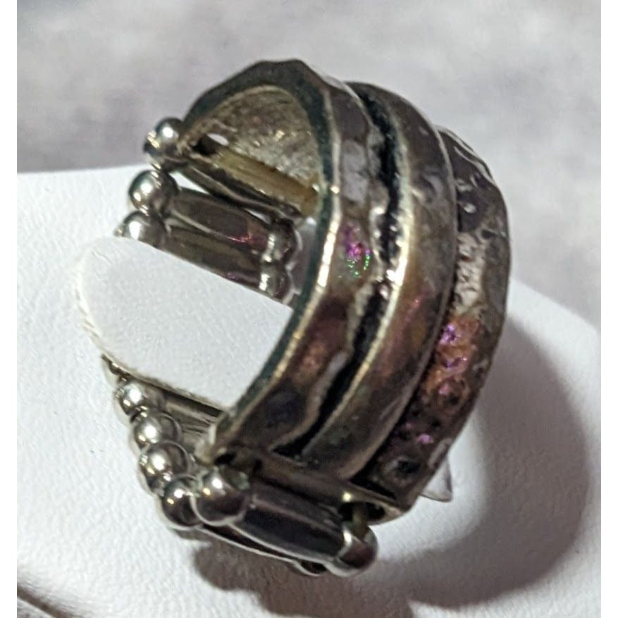 Brutalist Silver Tone Stretch Ring Size 7