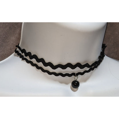 Double Layer Zigzag Ribbon Choker Necklace